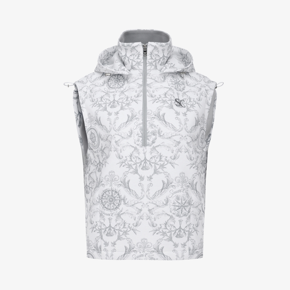 여성 사우스크로스 하이넥 후드 베스트_그레이