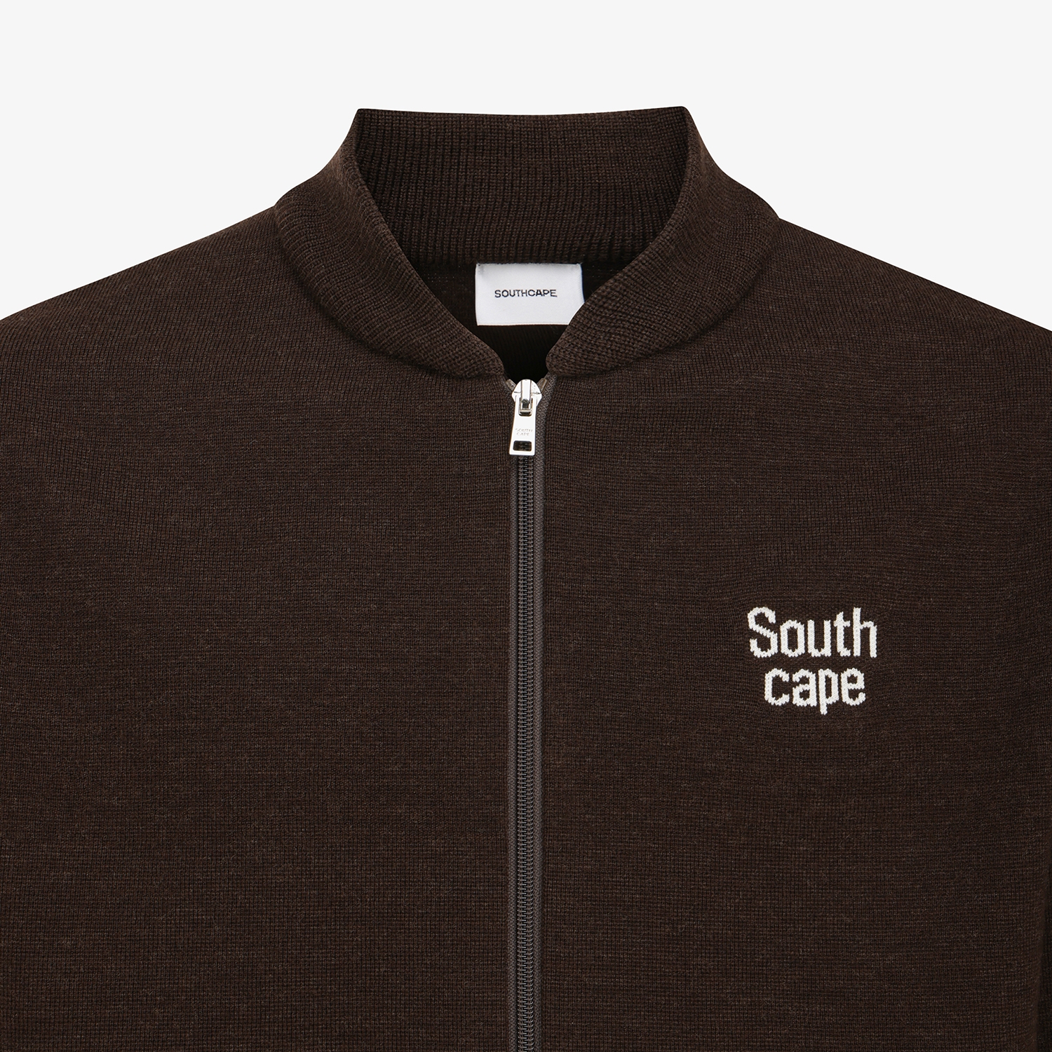 남성 사우스크로스 베이스볼 카라 니트 집업_브라운