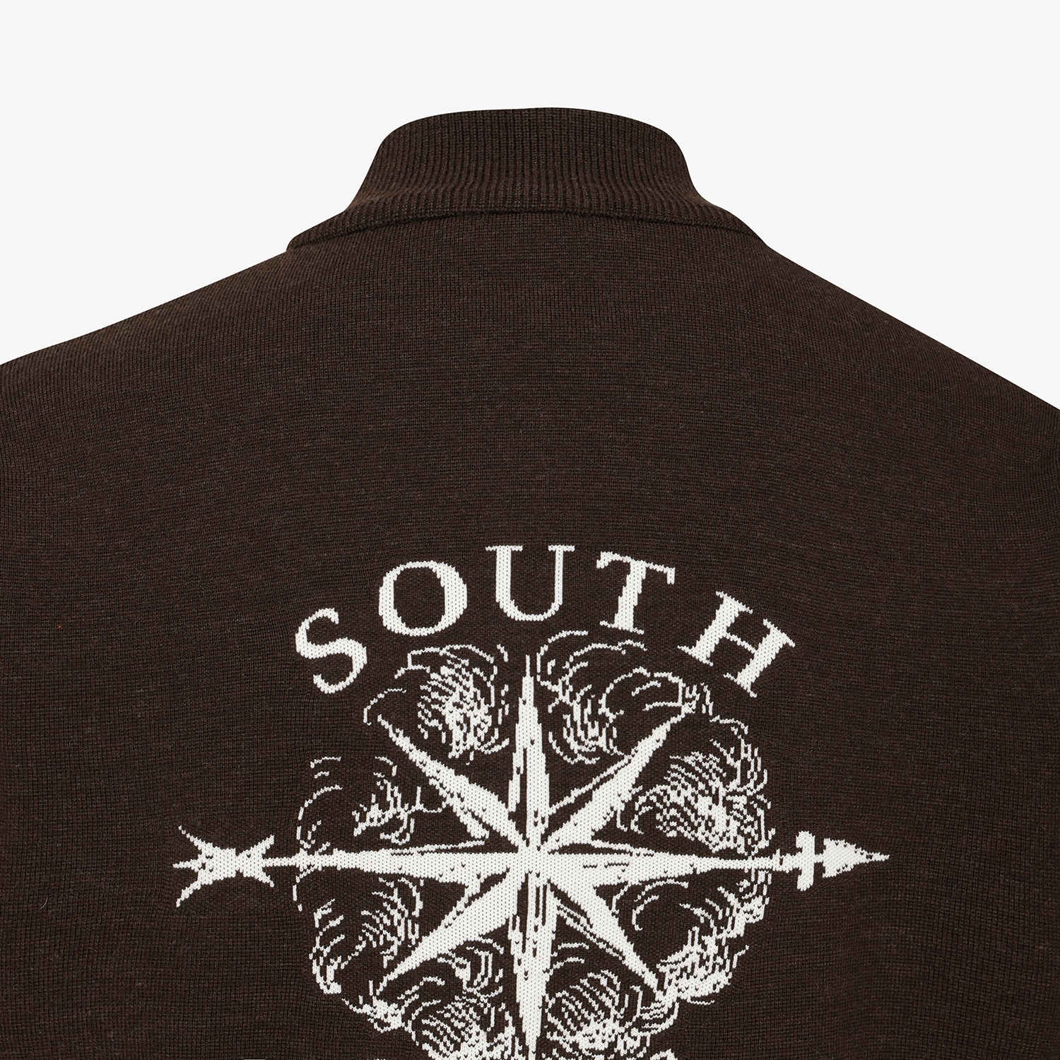 남성 사우스크로스 베이스볼 카라 니트 집업_브라운