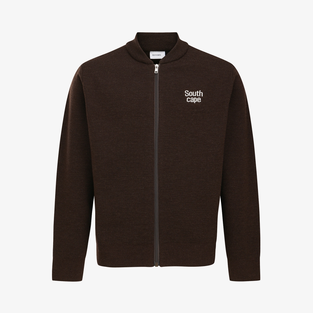 남성 사우스크로스 베이스볼 카라 니트 집업_브라운