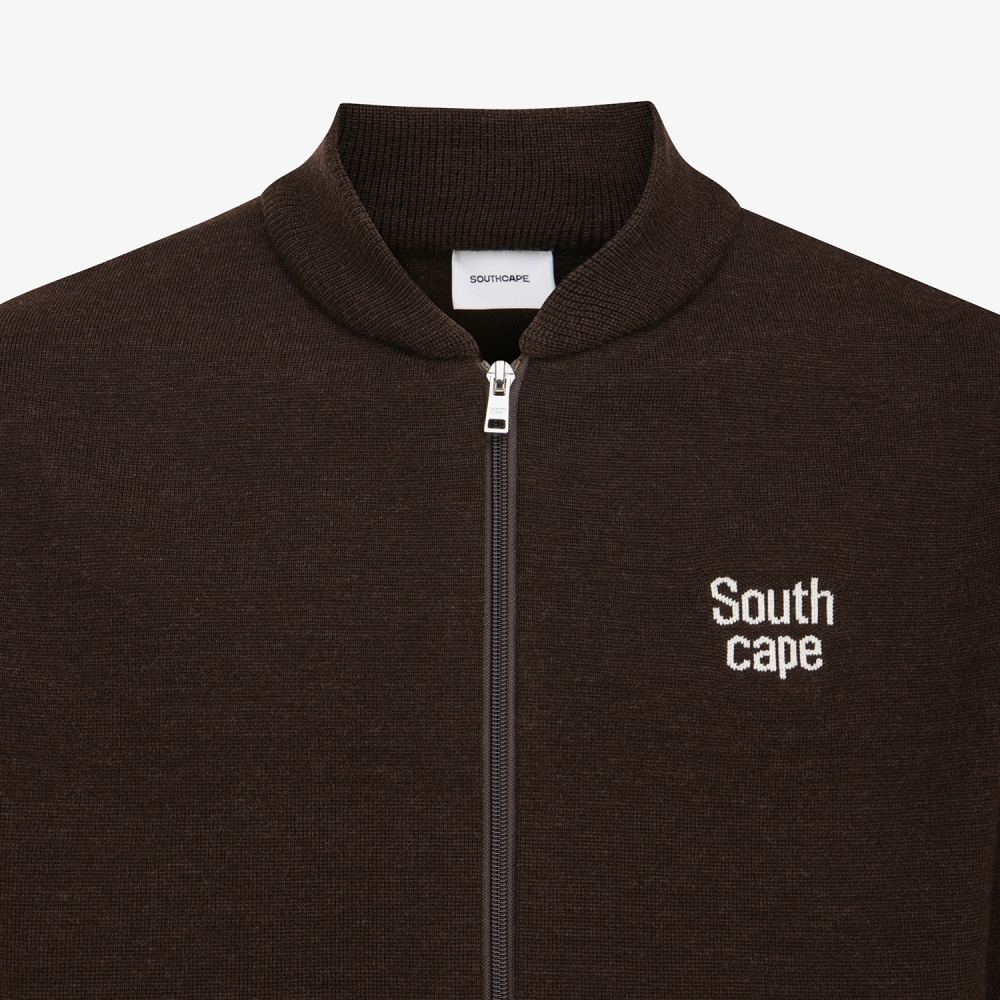 남성 사우스크로스 베이스볼 카라 니트 집업_브라운