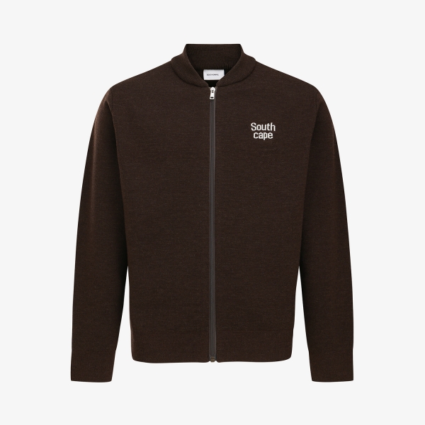 남성 사우스크로스 베이스볼 카라 니트 집업_브라운