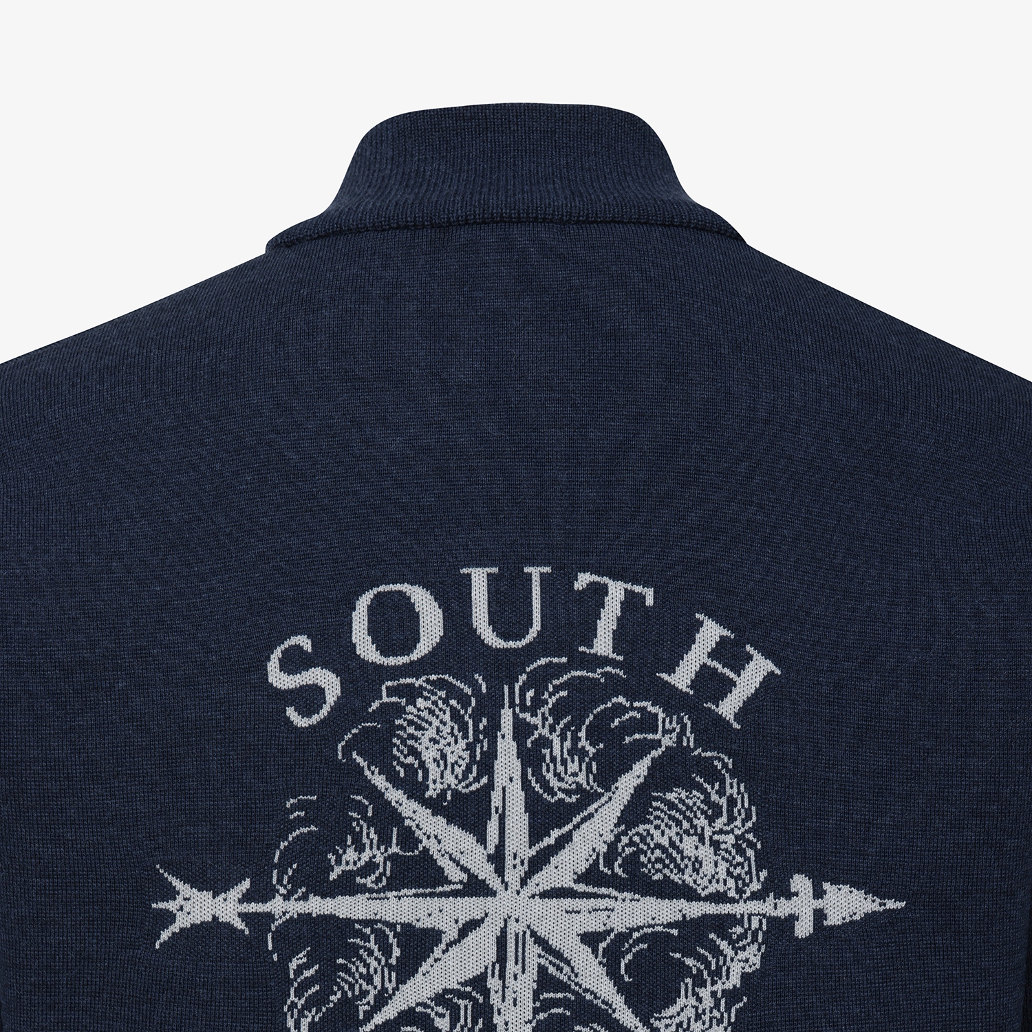 남성 사우스크로스 베이스볼 카라 니트 집업_네이비