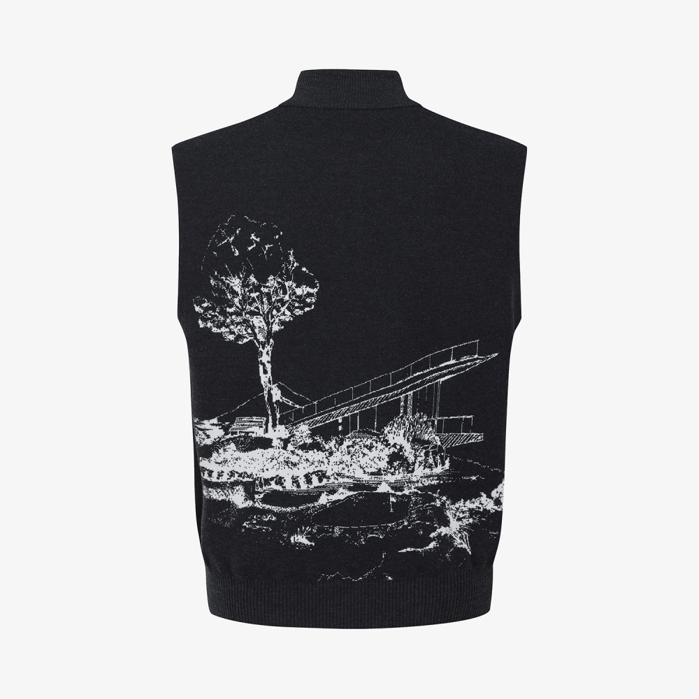 사우스케이프 남성 남해 헤리티지 집업 니트 베스트_다크 그레이