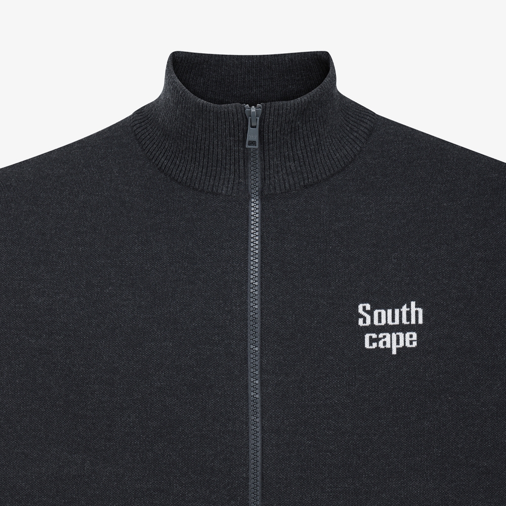 사우스케이프 남성 남해 헤리티지 집업 니트 베스트_다크 그레이