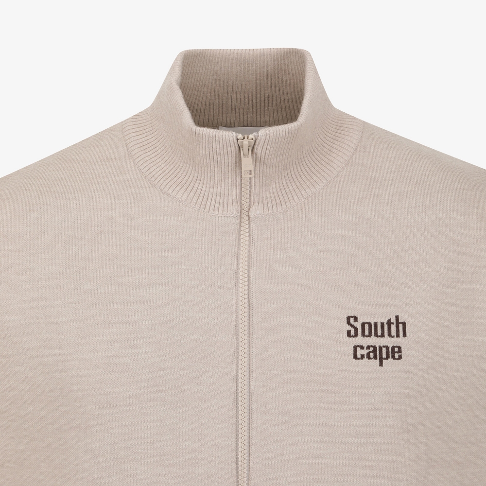 사우스케이프 남성 남해 헤리티지 집업 니트 베스트_라이트 베이지
