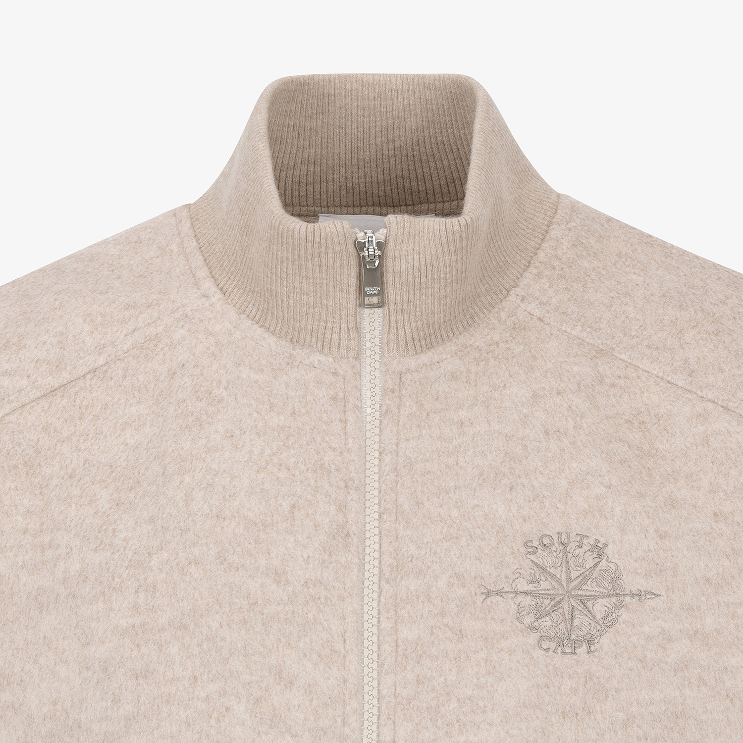 남성 사우스크로스 울 하이넥 집업 베스트_베이지