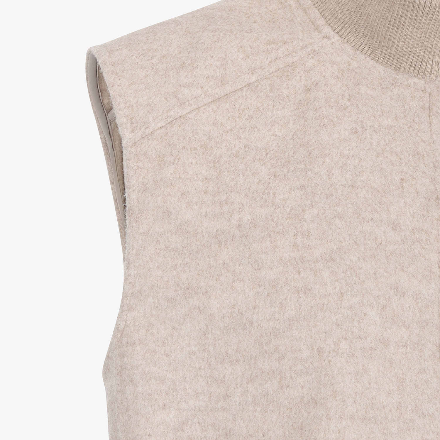 남성 사우스크로스 울 하이넥 집업 베스트_베이지