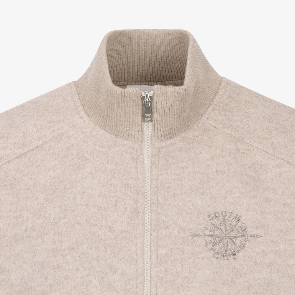 남성 사우스크로스 울 하이넥 집업 베스트_베이지