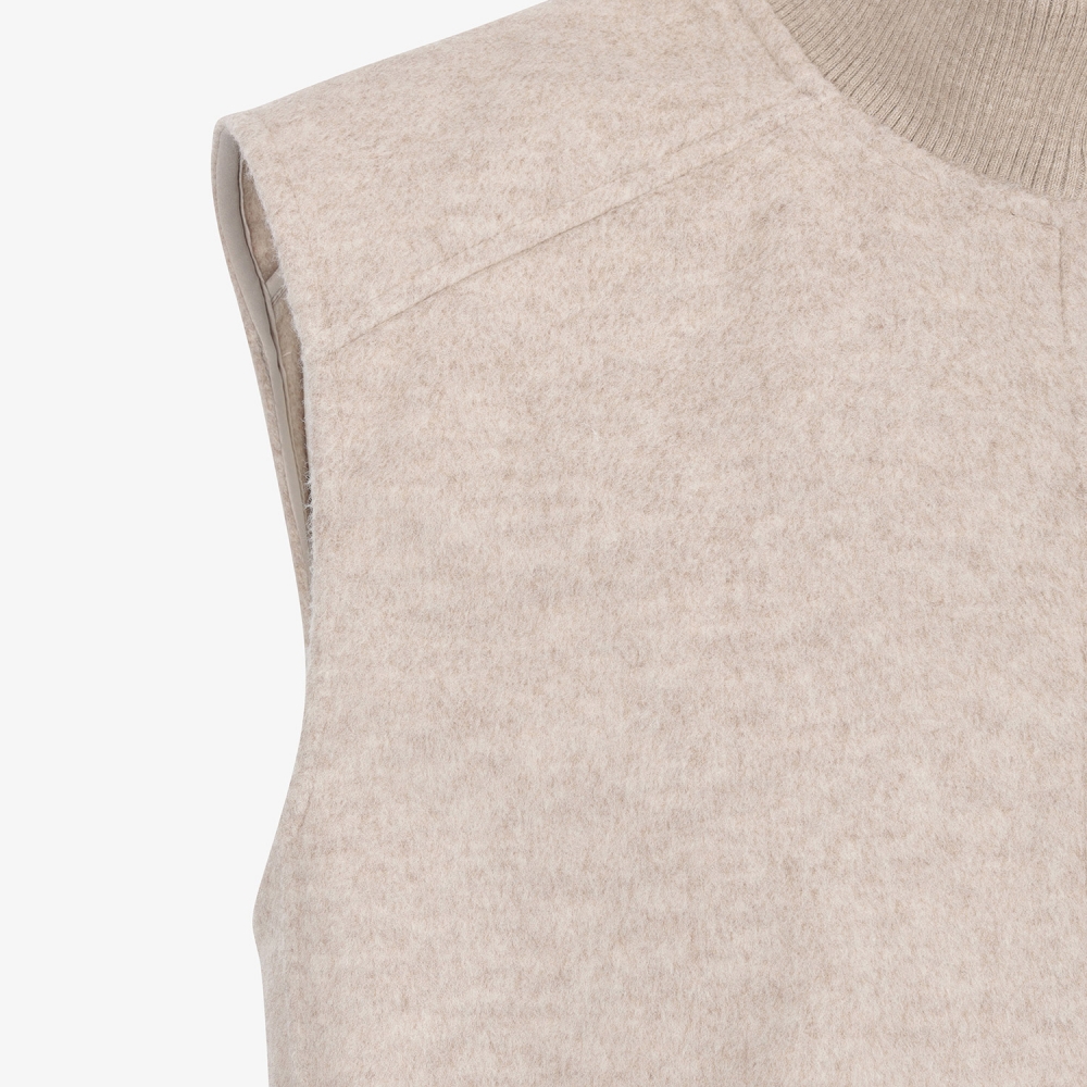 남성 사우스크로스 울 하이넥 집업 베스트_베이지