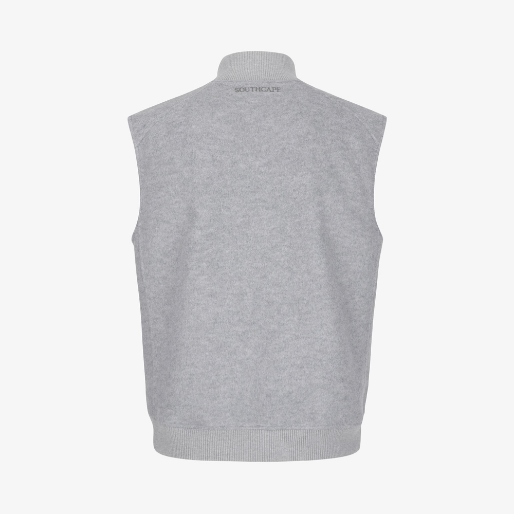 남성 사우스크로스 울 하이넥 집업 베스트_멜란지 그레이