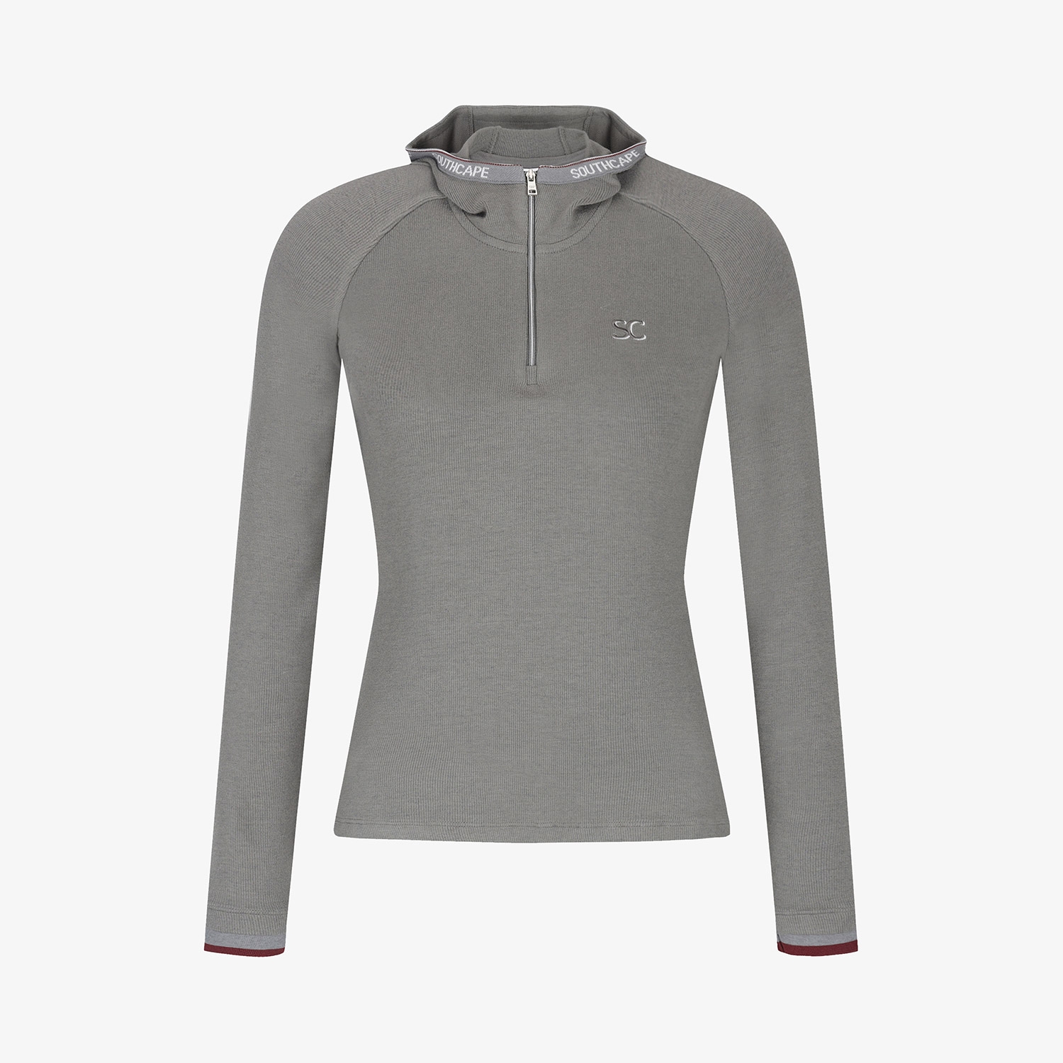 사우스케이프 여성 후드 하프집 베이스레이어_그레이
