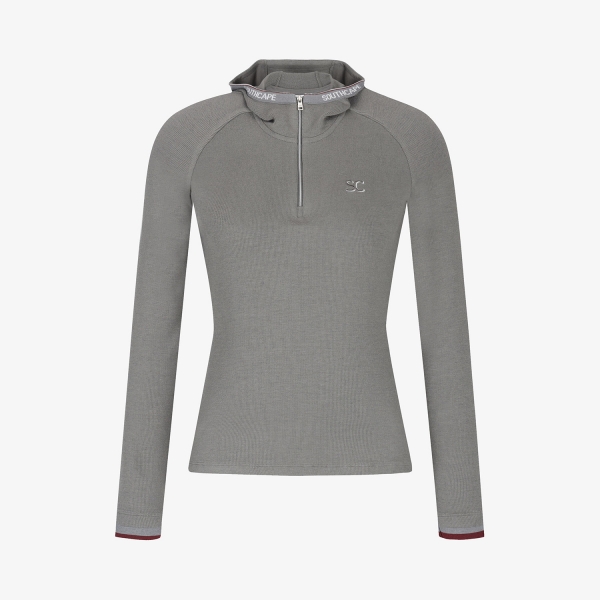 사우스케이프 여성 후드 하프집 베이스레이어_그레이