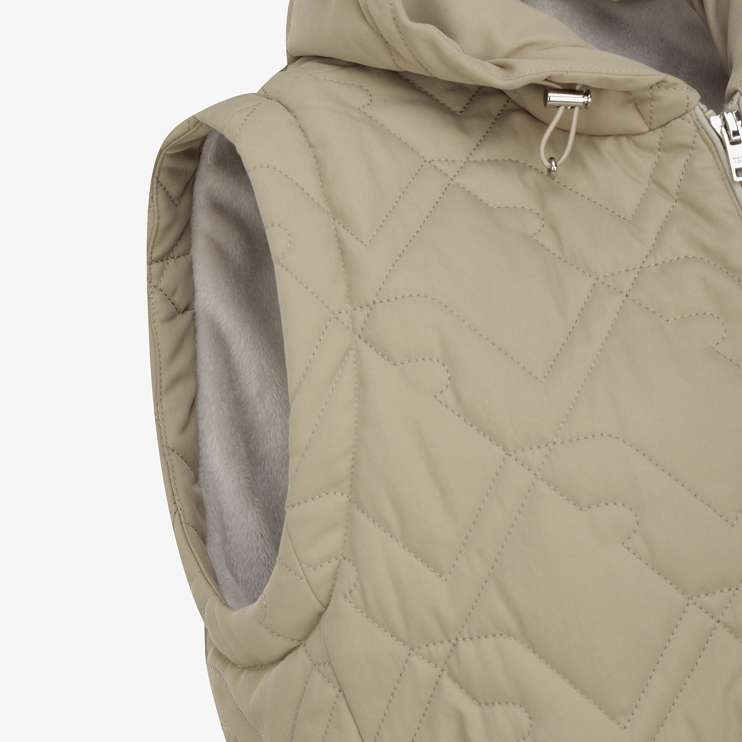 사우스케이프 여성 볼란테 퀼팅 패딩 후드 베스트_카키 베이지