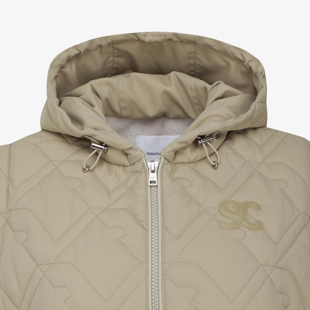 사우스케이프 여성 볼란테 퀼팅 패딩 후드 베스트_카키 베이지