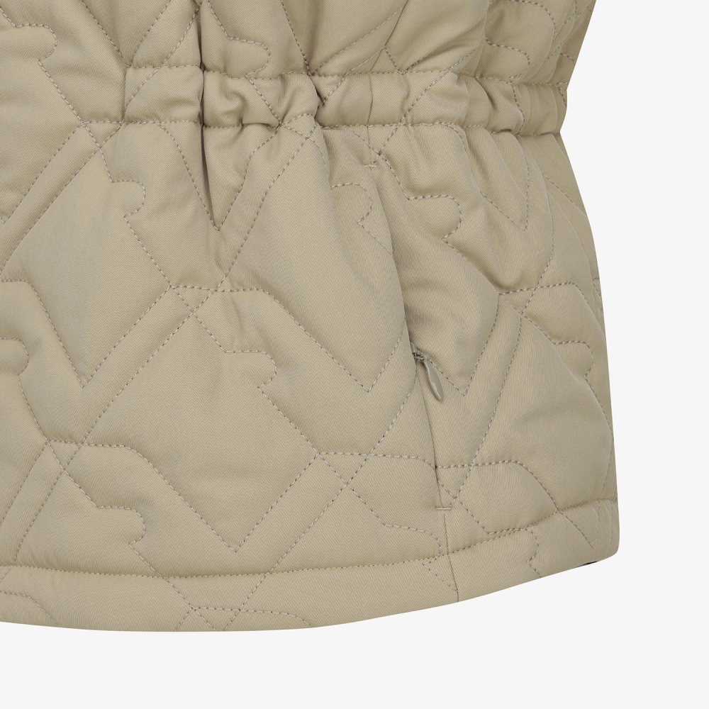 사우스케이프 여성 볼란테 퀼팅 패딩 후드 베스트_카키 베이지