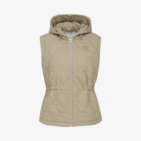 사우스케이프 여성 볼란테 퀼팅 패딩 후드 베스트_카키 베이지