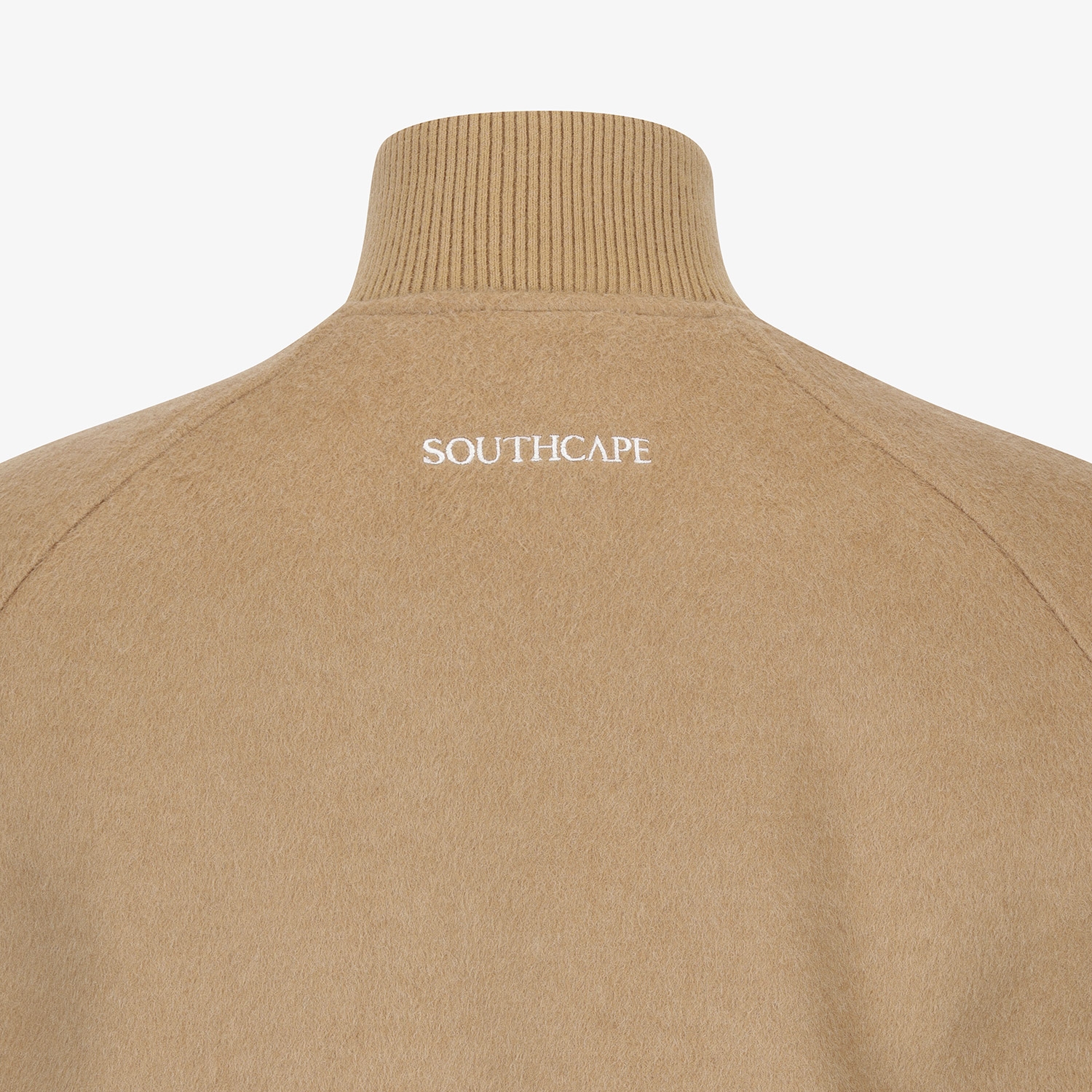 여성 사우스크로스 울 하이넥 집업 베스트_카멜