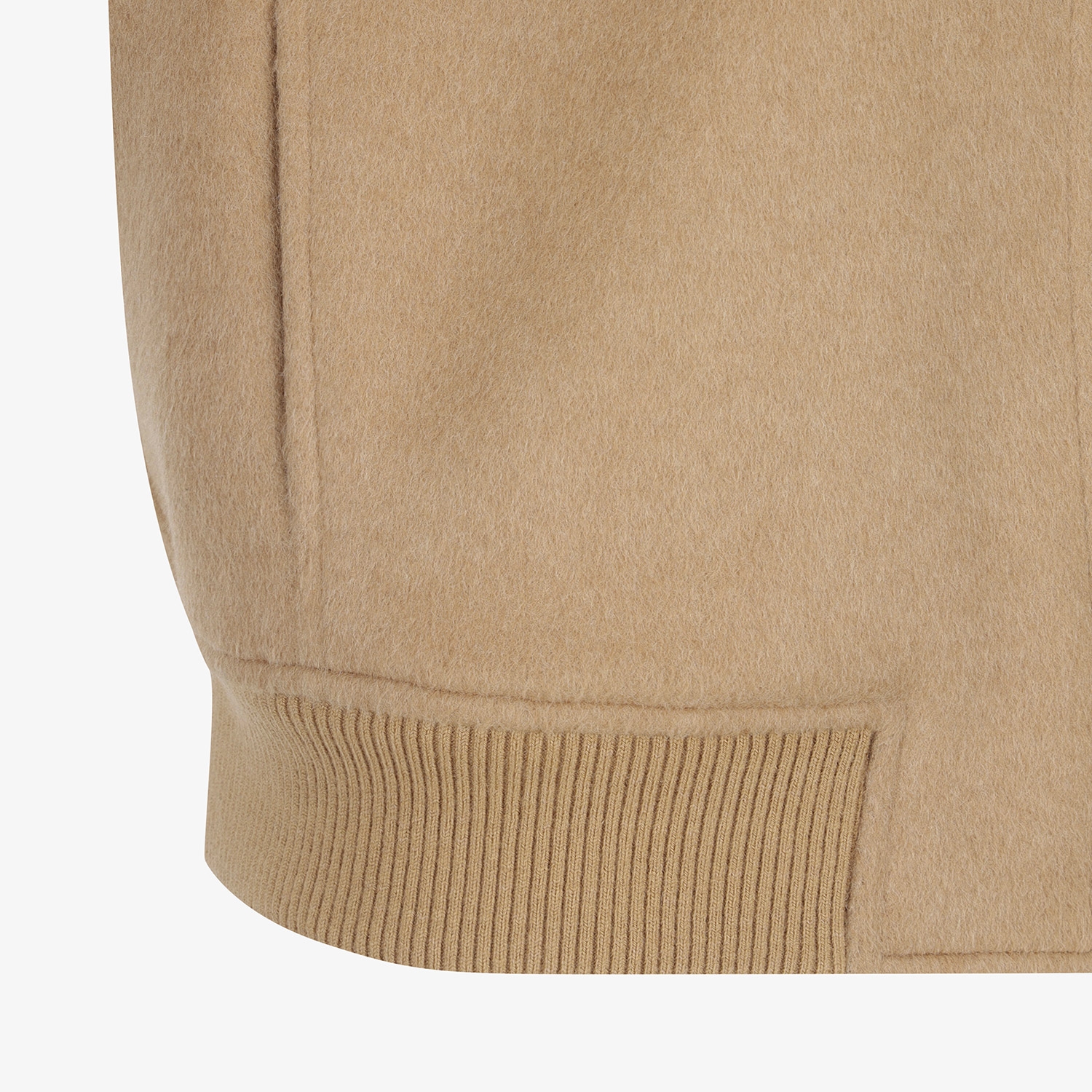 여성 사우스크로스 울 하이넥 집업 베스트_카멜