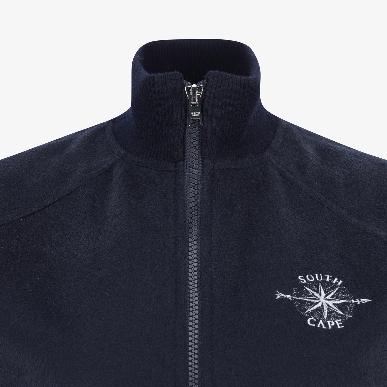 여성 사우스크로스 울 하이넥 집업 베스트_다크 네이비