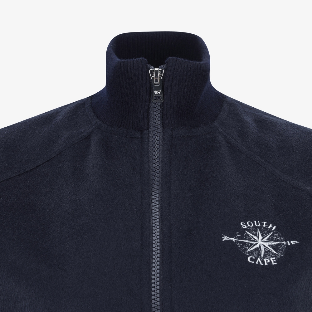 여성 사우스크로스 울 하이넥 집업 베스트_다크 네이비