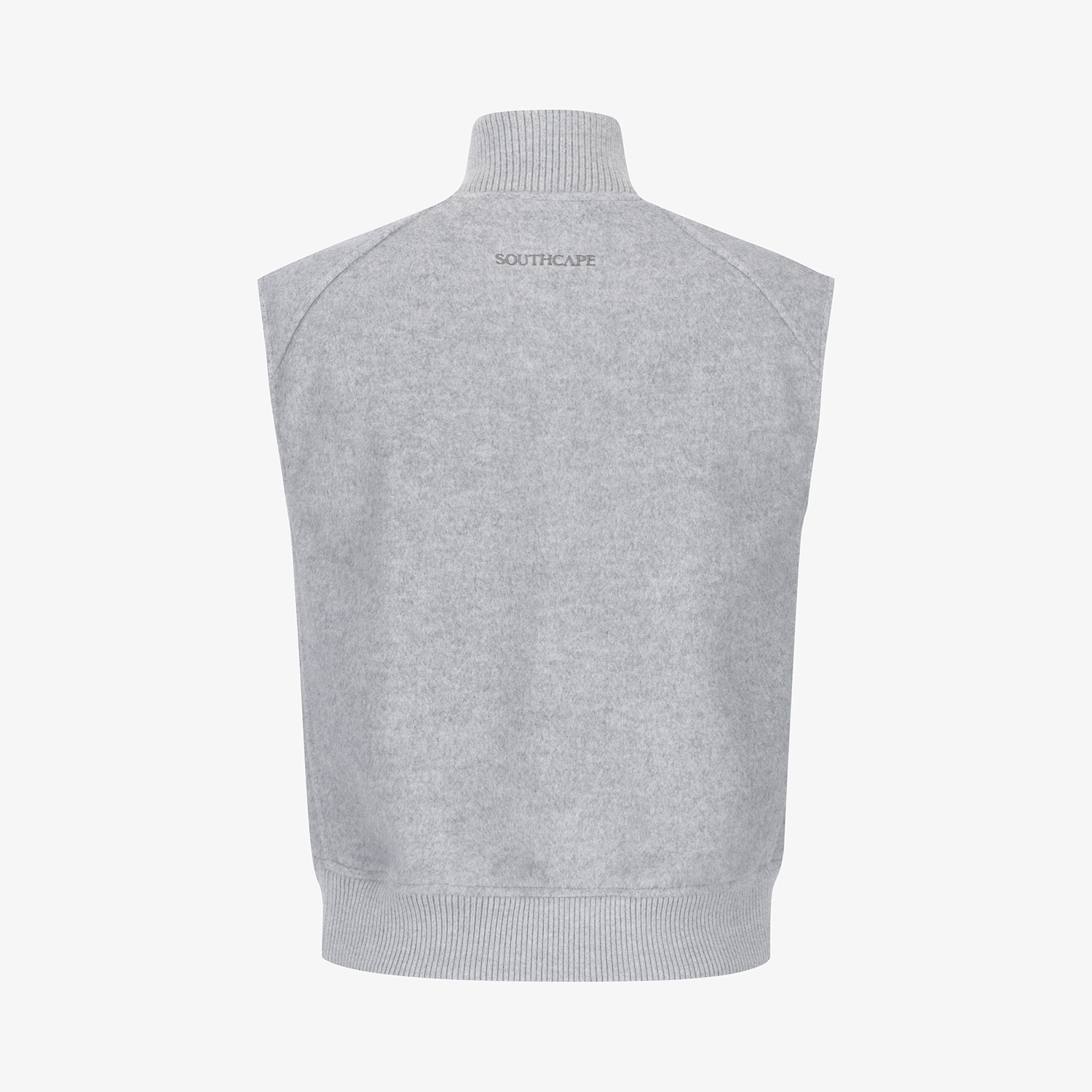 여성 사우스크로스 울 하이넥 집업 베스트_멜란지 그레이