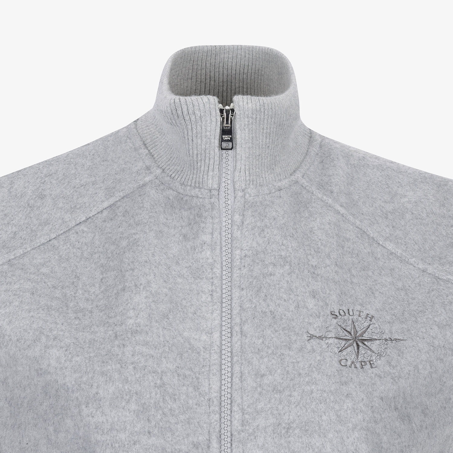 여성 사우스크로스 울 하이넥 집업 베스트_멜란지 그레이