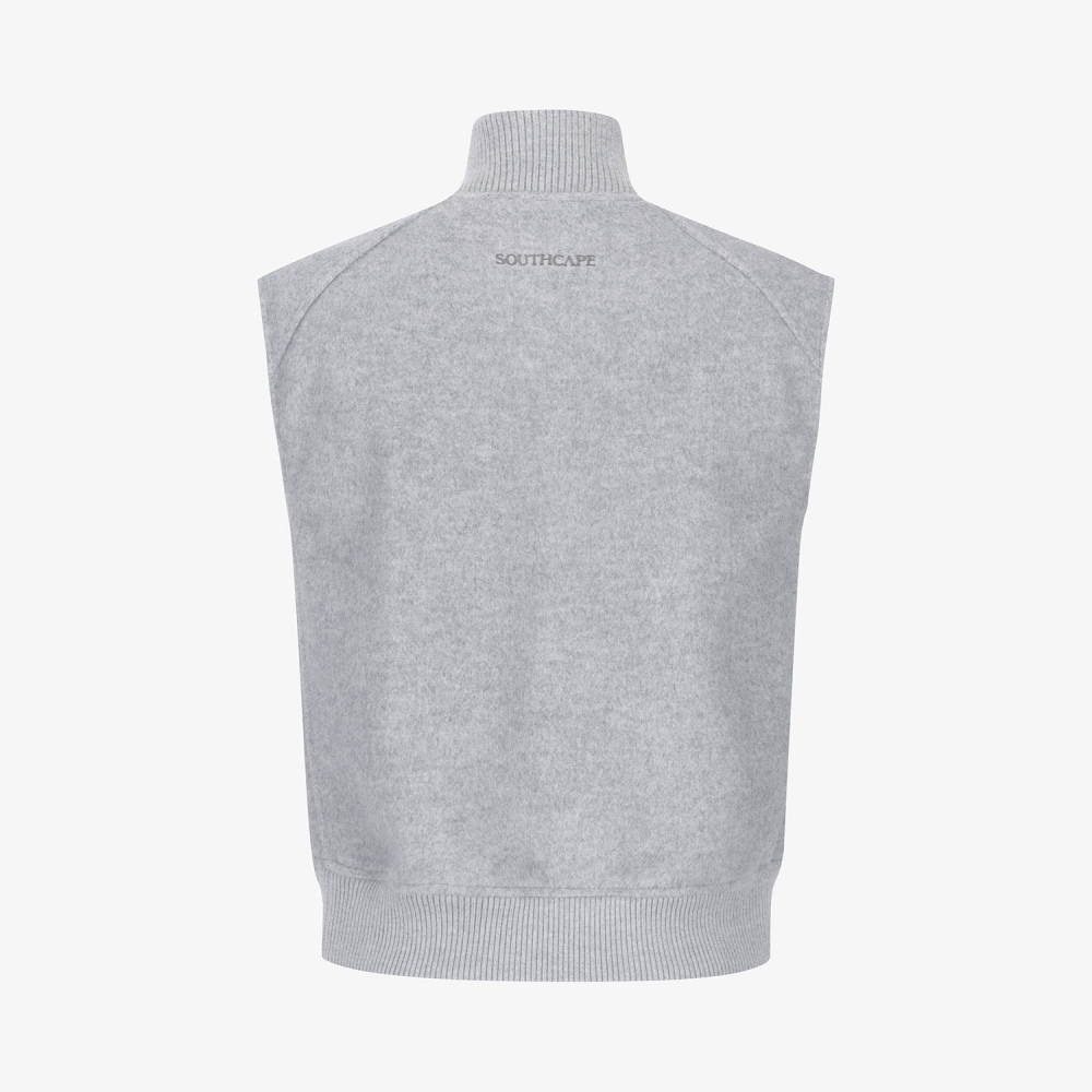 여성 사우스크로스 울 하이넥 집업 베스트_멜란지 그레이