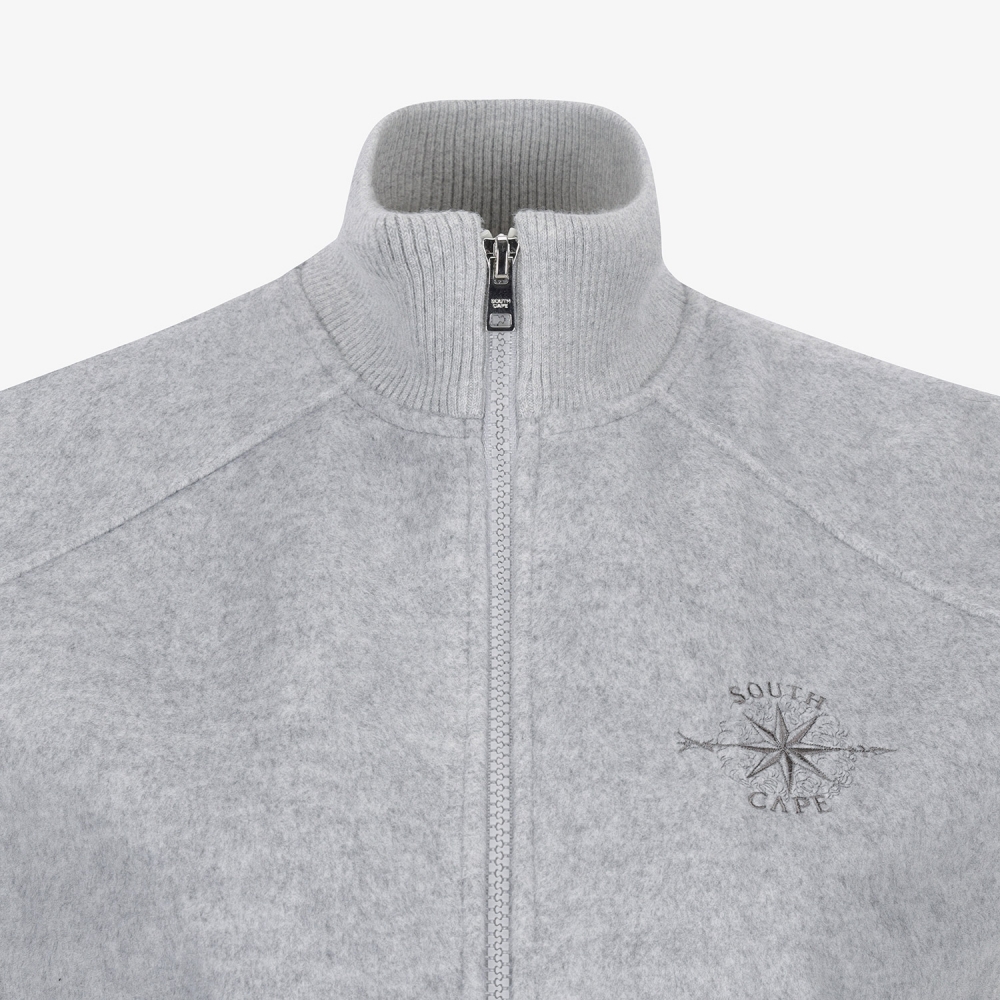 여성 사우스크로스 울 하이넥 집업 베스트_멜란지 그레이