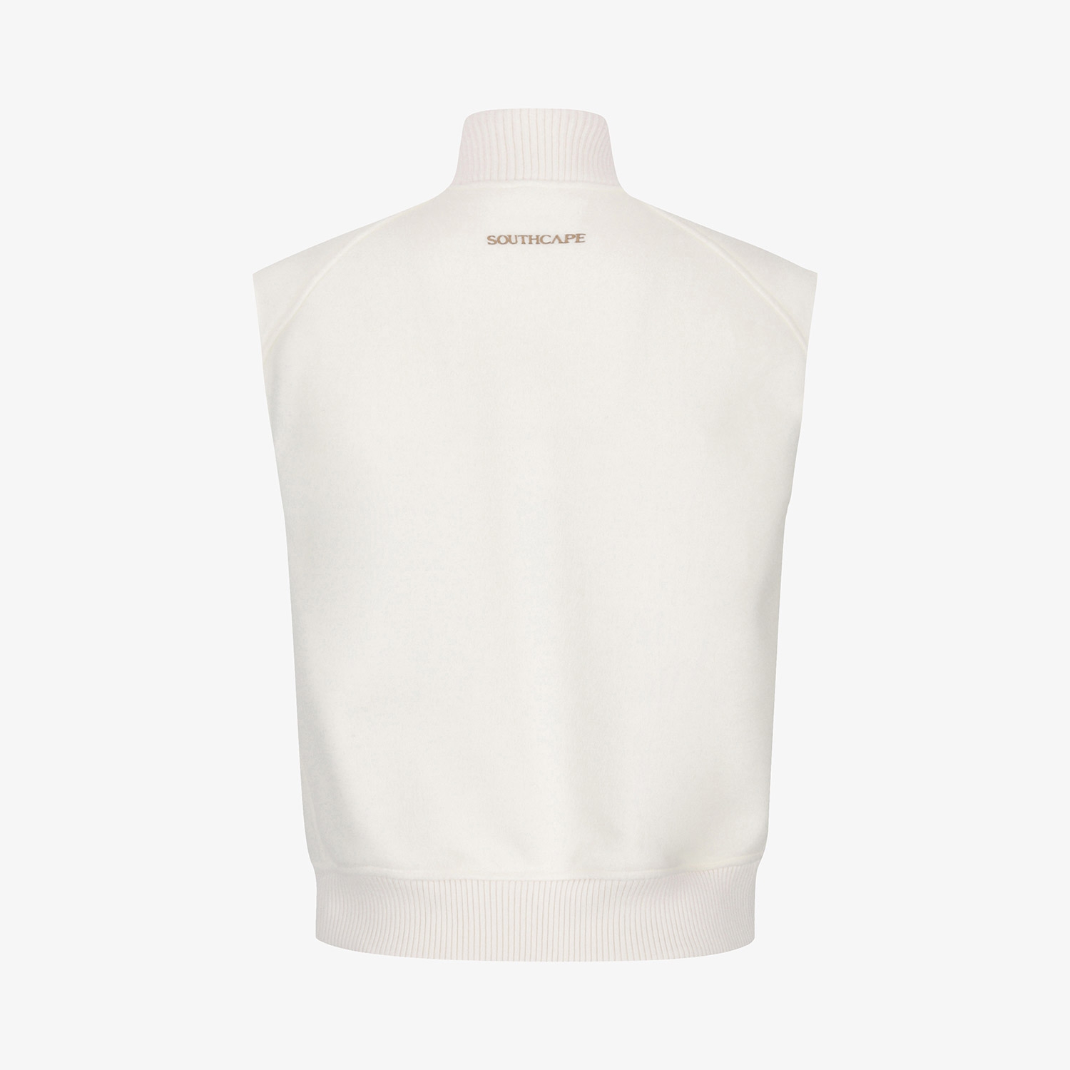 여성 사우스크로스 울 하이넥 집업 베스트_화이트