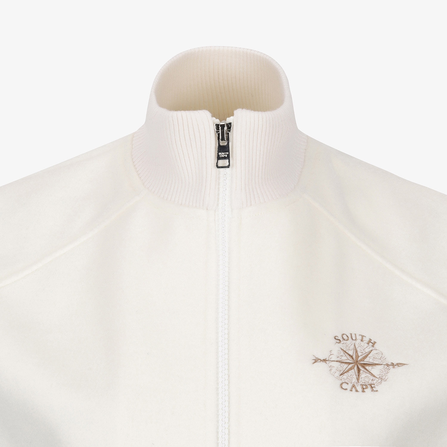 여성 사우스크로스 울 하이넥 집업 베스트_화이트