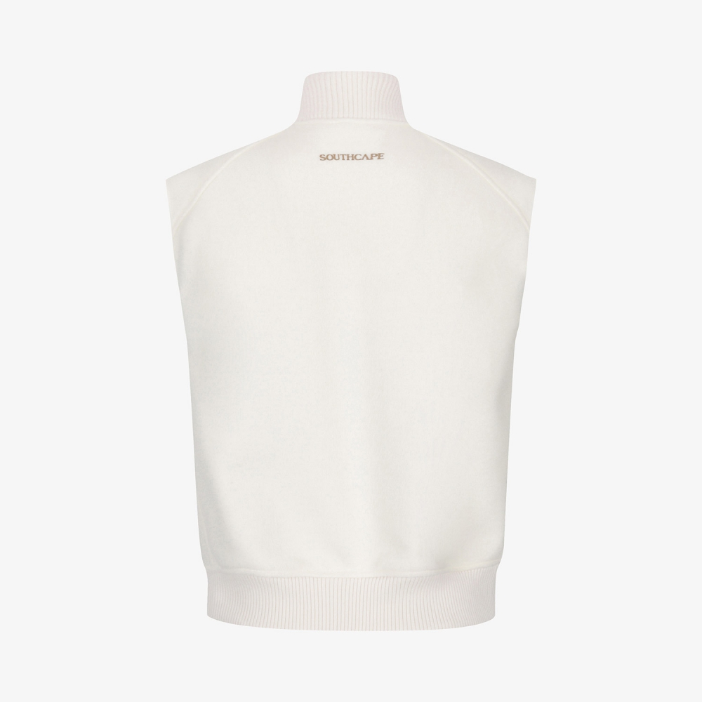 여성 사우스크로스 울 하이넥 집업 베스트_화이트