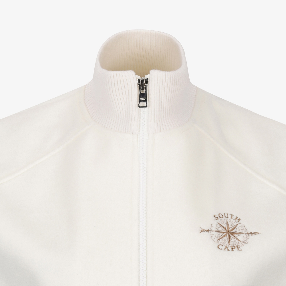 여성 사우스크로스 울 하이넥 집업 베스트_화이트