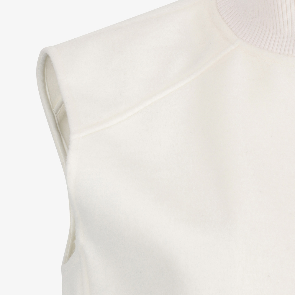 여성 사우스크로스 울 하이넥 집업 베스트_화이트