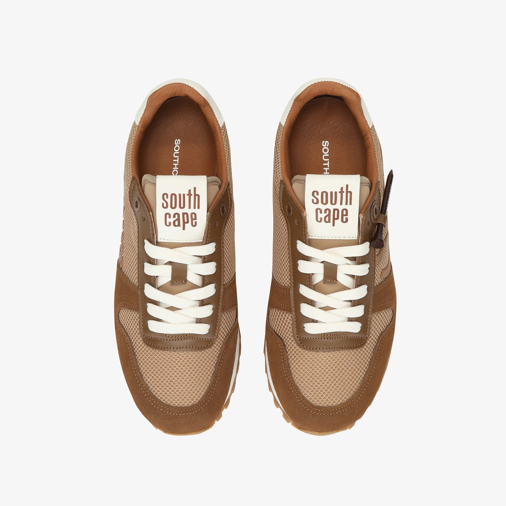 사우스케이프 여성 뉴 로고 배색 스파이크리스화_카멜