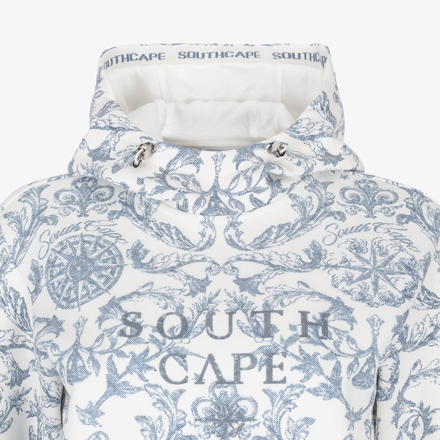 여성 사우스크로스 프린트 하이넥 후드 티셔츠_네이비