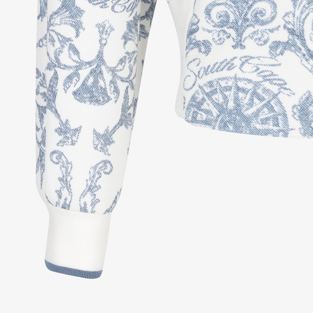 여성 사우스크로스 프린트 하이넥 후드 티셔츠_네이비