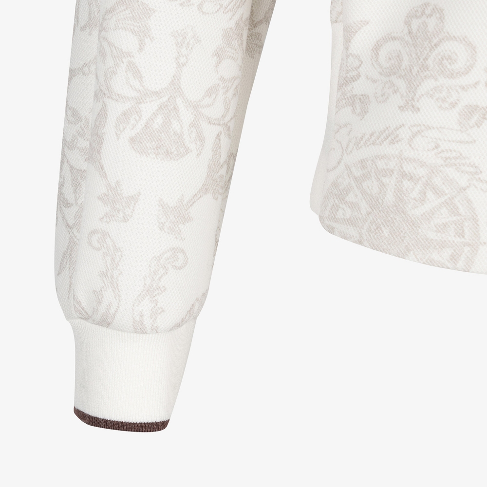 여성 사우스크로스 프린트 하이넥 후드 티셔츠_세피아