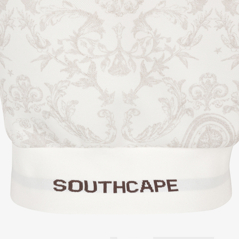 여성 사우스크로스 프린트 하이넥 후드 티셔츠_세피아