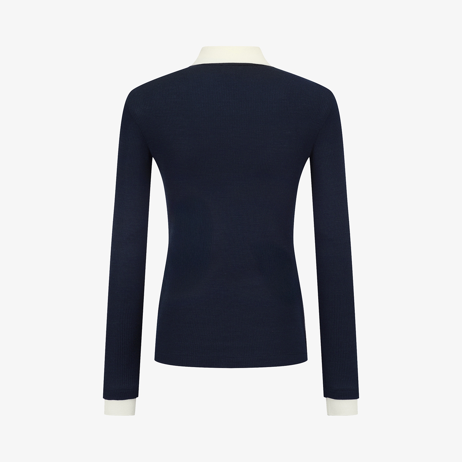 사우스케이프 여성 캐시미어 브이넥 레이어드 카라 티셔츠_네이비