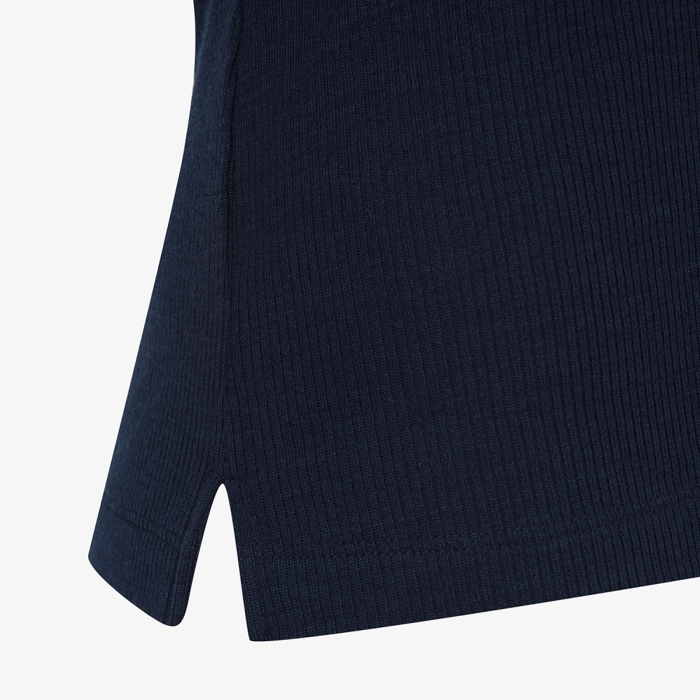 사우스케이프 여성 캐시미어 브이넥 레이어드 카라 티셔츠_네이비