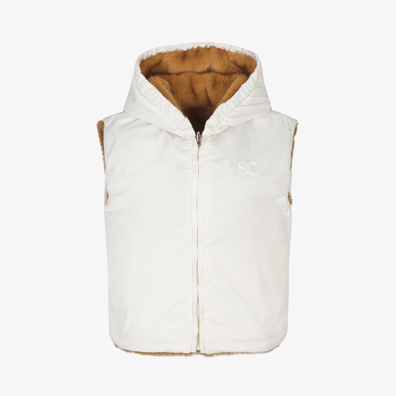 사우스케이프 여성 에센셜 리버시블 퍼 베스트_카멜