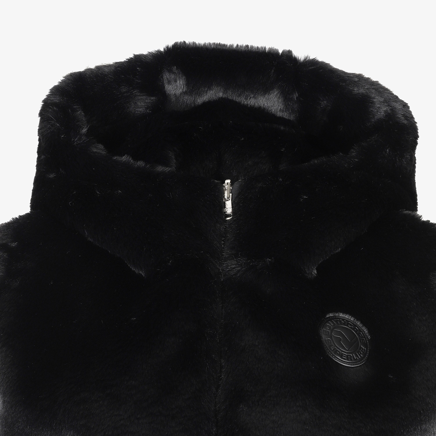 사우스케이프 여성 리버시블 퍼 후드 베스트_블랙