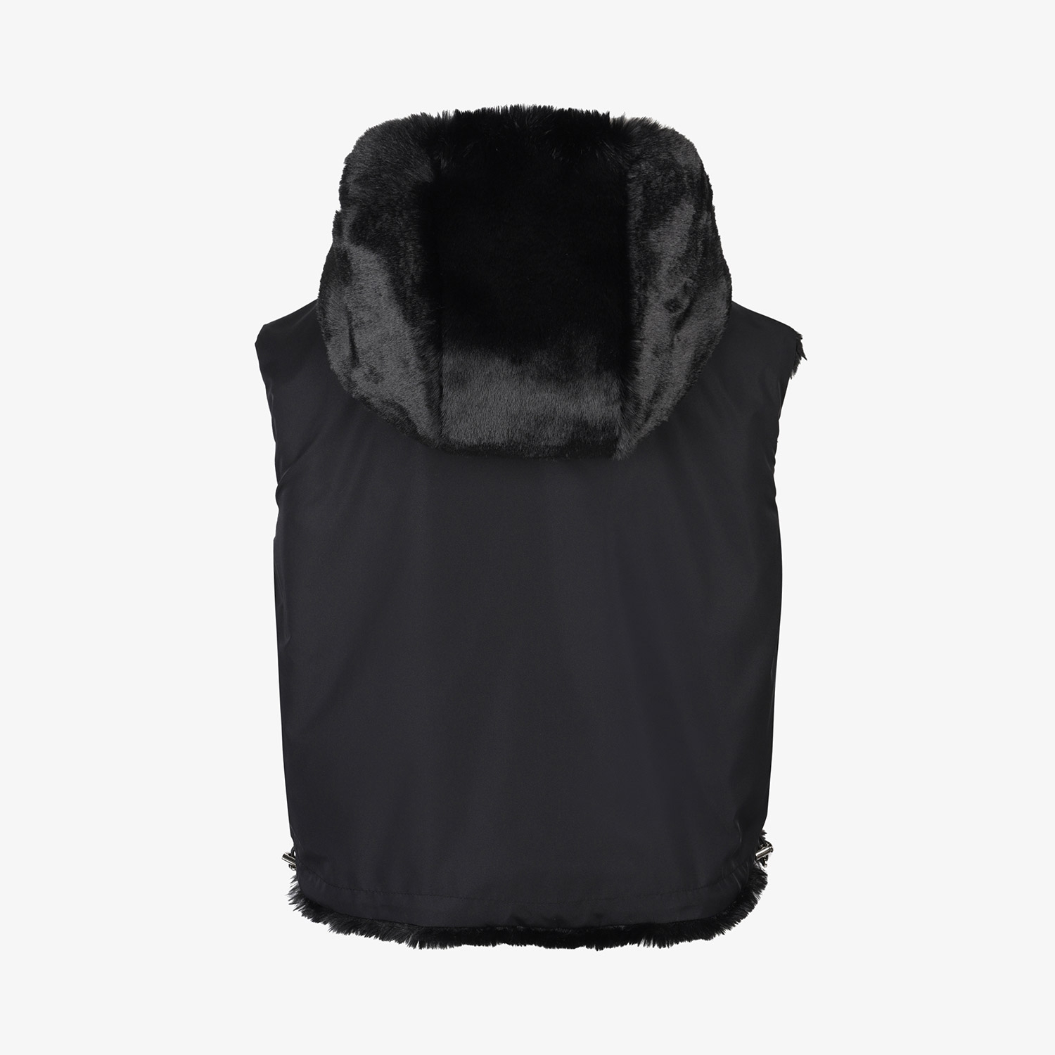 사우스케이프 여성 리버시블 퍼 후드 베스트_블랙