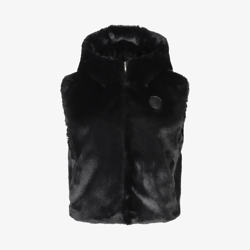 사우스케이프 여성 리버시블 퍼 후드 베스트_블랙