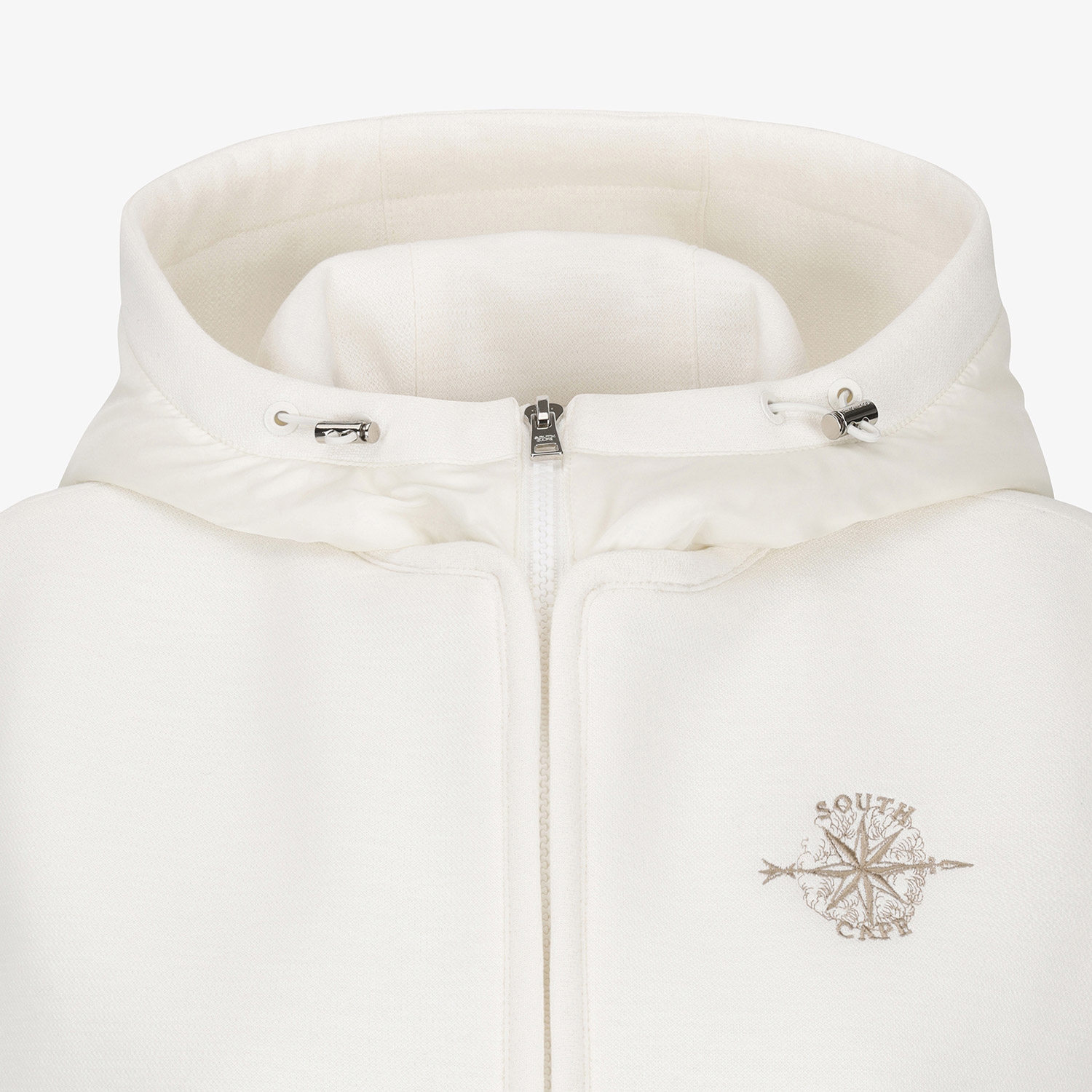 여성 사우스크로스 하이넥 저지 후드 베스트_아이보리