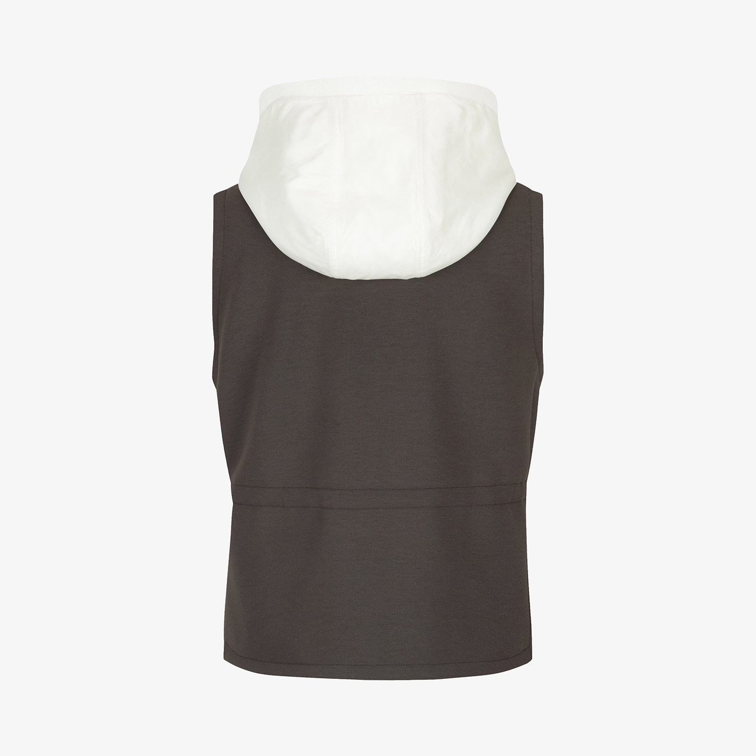 여성 사우스크로스 배색 후드 패딩 베스트_브라운