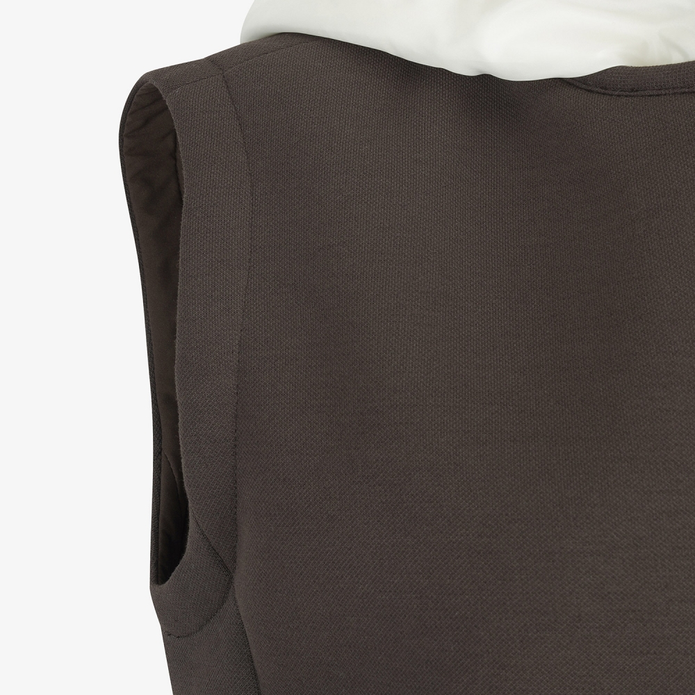 여성 사우스크로스 배색 후드 패딩 베스트_브라운