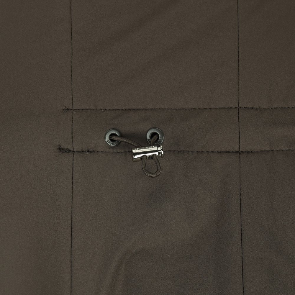 여성 사우스크로스 배색 후드 패딩 베스트_브라운