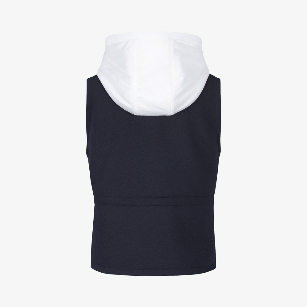 여성 사우스크로스 배색 후드 패딩 베스트_다크 네이비